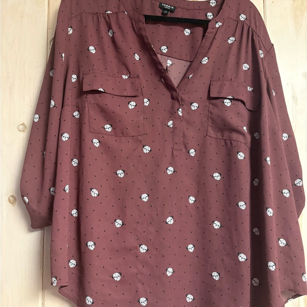 torrid pug Harper Split-Neck Blouse - image 2